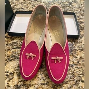 Belgian Loafer womens 7.5 -8 pink linen